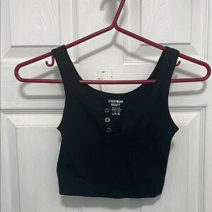 ⚡️5/$25- Streetwear Society black ribbed Henley cropped tank